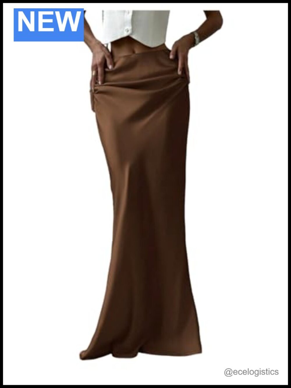 Women's Satin Maxi Fishtail Skirt Low Rise Ruched Elegant Silky